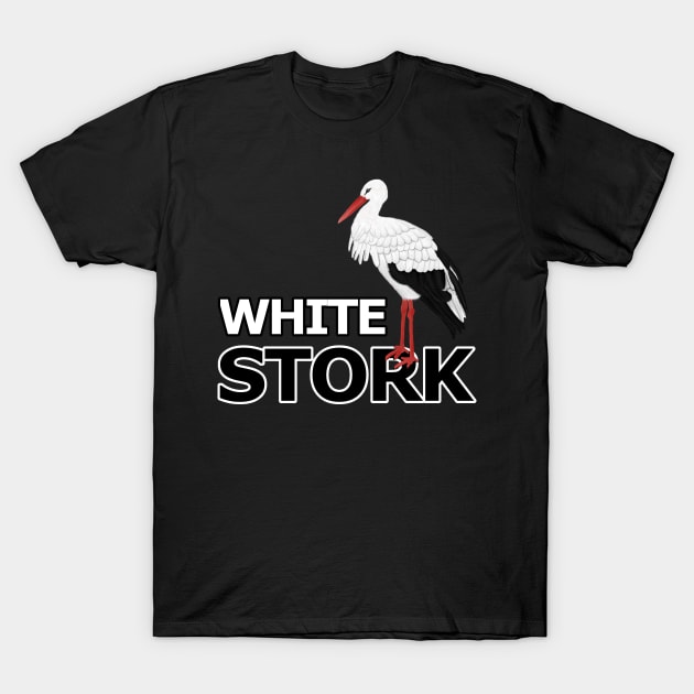 jz.birds White Stork Bird Watching Design T-Shirt by jzbirds